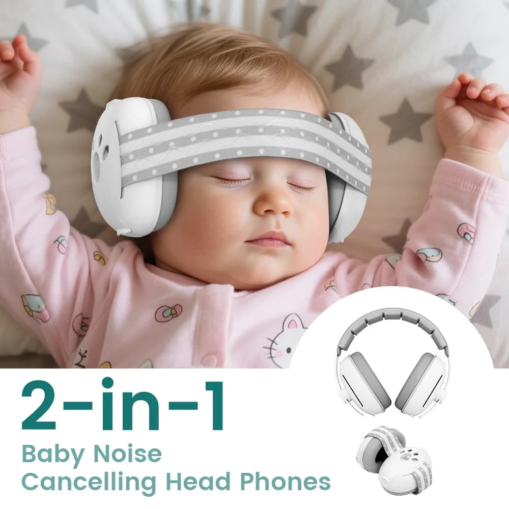 Baby Ear Protection Noise Cancelling Headphones for Babies, 2-in-1 Baby Ear Protection, Baby Travel Essentials for Outdoor