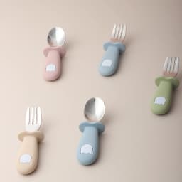 Baby Panda Shape Silicone Spoon and Fork Stainless Steel Baby Feeding Spoon