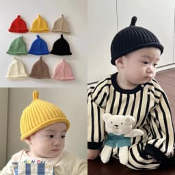 Cute Baby Knitted Pullover Cap 3-24M Kids Solid Color Woolen Hat Boys Girls Toddler Winter Warm Crochet Bonnet Children Beanies