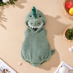 Cute Baby Boy Girl Dinosaur Costume Sleeveless Romper with Hat Newborn Infant Halloween Cosplay Clothes
