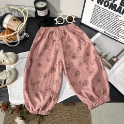 Spring Printed Casual Sweatpants 1-7Y Kids Girls Boys Corduroy Pants Loose Balloon Leg Design Soft Children Trousers Clothes