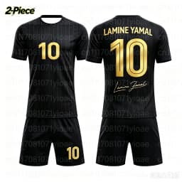 2 Piece Set Yamal #10 Personality Striped Football Jersey T-Shirt Family Matching Set Breathable Special Kit for Adults Children