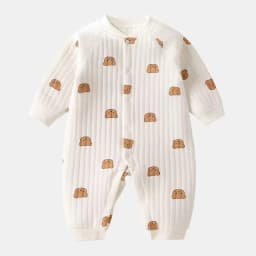 Winter Baby Jumpsuit Long Sleeves and Long Pants Warm Double-faced Fleece Cartoon Design for Boys Girls Bodysuit