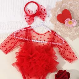 Ylsteed Pink Polka Dot Newborn Photography Romper with Bow Headband Baby Girl Photoshoot Outfits 1 Month Infant Picture Props