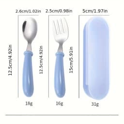 Set Of 2 Stainless Steel Children's Cutlery Spoon/fork Box Suitable For Baby Cutlery, Ideal As A Gift For Mothers And Babies