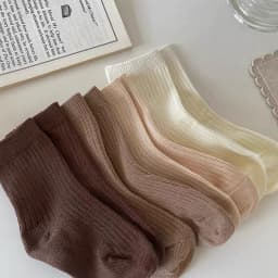 5 Pairs Pure Cotton Solid Color Fashion Children's Mid-calf Socks Comfortable Breathable Kids Footwear for Boys Daily Use