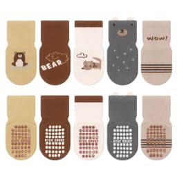 5 Pairs Kids Non-slip Socks Cotton Boys and Girls Cute Cartoon Patterned Comfy Breathable Baby Toddler Floor Socks