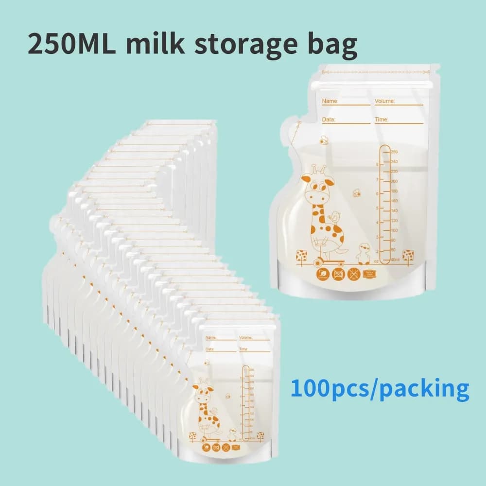 100 or 50 Pack Disposable Breastmilk Storage Bags 250ml Capacity Hospital-Grade, Self-Standing, Easy Pour Spout