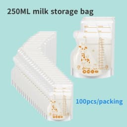 100 or 50 Pack Disposable Breastmilk Storage Bags 250ml Capacity Hospital-Grade, Self-Standing, Easy Pour Spout