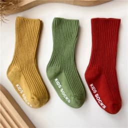 3Pairs/Lot Baby Socks Boys Girls Cotton Stripe Soft Sock Kids Toddler Non-Slip Rubber Grips Floor Socken For 0-3 Years