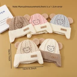 Baby Hat Cute Bear Ear Protection Hat Children Winter Thickened Warm Knitted Korean Version Of The Baby Hat