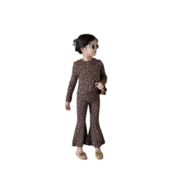 Girls Long-Sleeved Suit Spring and Fall New Korean Girls Leopard Suit Children's Long-Sleeved Two-Piece Suit Children's Clothing