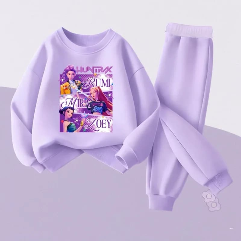 Girls Spring Autumn Cartoon Printed 2pcs Sets Children's Fashion Sweatshirts and Sweatpants Sets Baby Kids Casual Pullover Sets