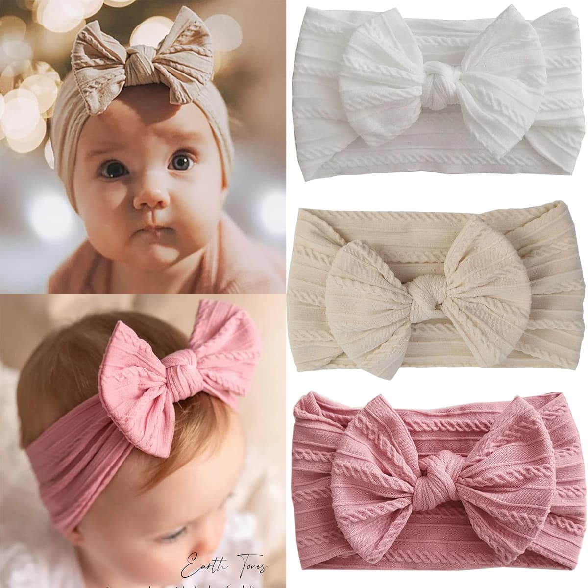 1/3/4/6Pcs Solid Color Baby Headband Bow Children Hair Band Elastic Nylon Newborn Soft Turban Headwrap Kid Hair Accessories