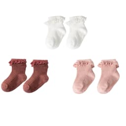 1/3/4/5pairs Cotton Pure Color Toddler Girl Lace Socks Infant Baby Girls Non-slip Socks Young Children Girl Cute Half Knee-socks