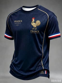 Vintage France Rooster 3D Printed Soccer Jersey Paris Inspired Graphic Blue Short Sleeve Unisex Football Fan Sports Tee Tops