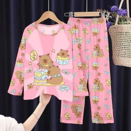 Full Sleeve Capybara Pajamas Sets Children Sleepwear Kids Pyjamas Boys Pjs Pijama Suits for 3 to 14Years Teenager Baby Clothes