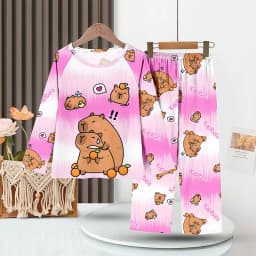 Full Sleeve Capybara Pajamas Sets Children Sleepwear Kids Pyjamas Boys Pjs Pijama Suits for 3 to 14Years Teenager Baby Clothes