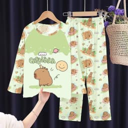 Full Sleeve Capybara Pajamas Sets Children Sleepwear Kids Pyjamas Boys Pjs Pijama Suits for 3 to 14Years Teenager Baby Clothes