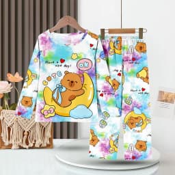 Full Sleeve Capybara Pajamas Sets Children Sleepwear Kids Pyjamas Boys Pjs Pijama Suits for 3 to 14Years Teenager Baby Clothes