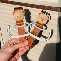 Cute Bear Baby Stroller Hooks PU Leather Hanging Hook Stroller Accessories Chrildren Bicycle Stroller Organizer Baby Pram Hooks