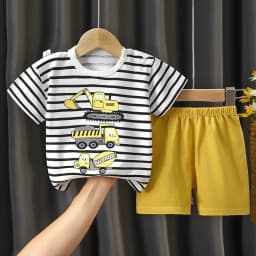 Fashion Kids Clothes Boys Girls Sets Top Shorts 2PCS 100% Cotton Soft Summer Children Baby Cloths T-shirt Shorts Toddler Suit
