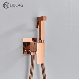 Rose Gold Bidet Faucet Wall mounted Toilet spray Bathroom Shower Tap Cold and Hot Mixer Handheld Spray Gun Wash Basin Crane