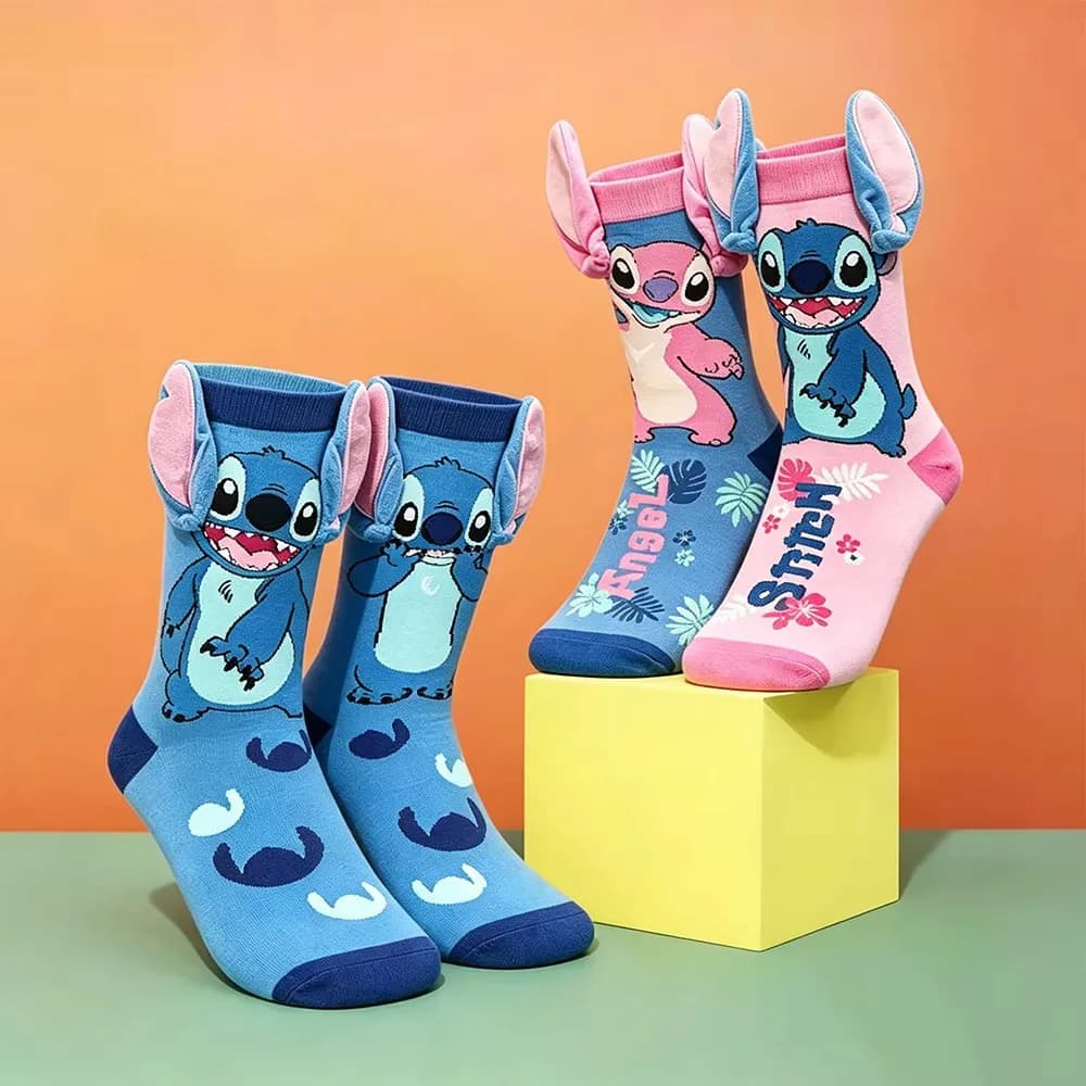 New Style Funny Stitch Cartoon Anime Cartoon Character Personalized Novelty Socks Men Women Breathable Cotton Stocking