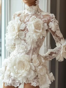 Luxury Cocktail Dresses High Collar Flowers Long Sleeves Mini Dress Exquisite High Quality Prom Party Gowns for Women Customized