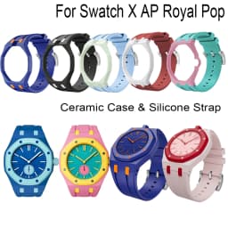 2in1 Bioceramic Case&Silicone Strap For Swatch x AP Royal pop Pocket watch bands Modification kit integrated Silicone Wirstband