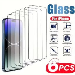6Pcs Tempered Glass For iPhone 17 Air 18 16 15 14 13 12 11 Pro Max Mini Screen Protectors For iPhone 16e 13 Mini XS XR 7 8 Plus