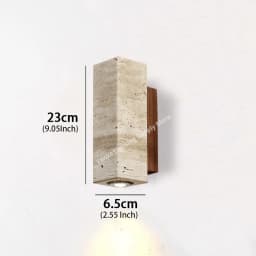 Yellow Travertine Wall Lamp Vintage Design Wood Stone Sconce Light LED Lighting Fixture Bedroom Living Room Bedside Home Decor