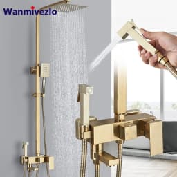 4-Function Wall Mounted Shower Faucet Set Rainwater Bathtub Shower Mixer Rotary Bathtub Single Handle Shower System