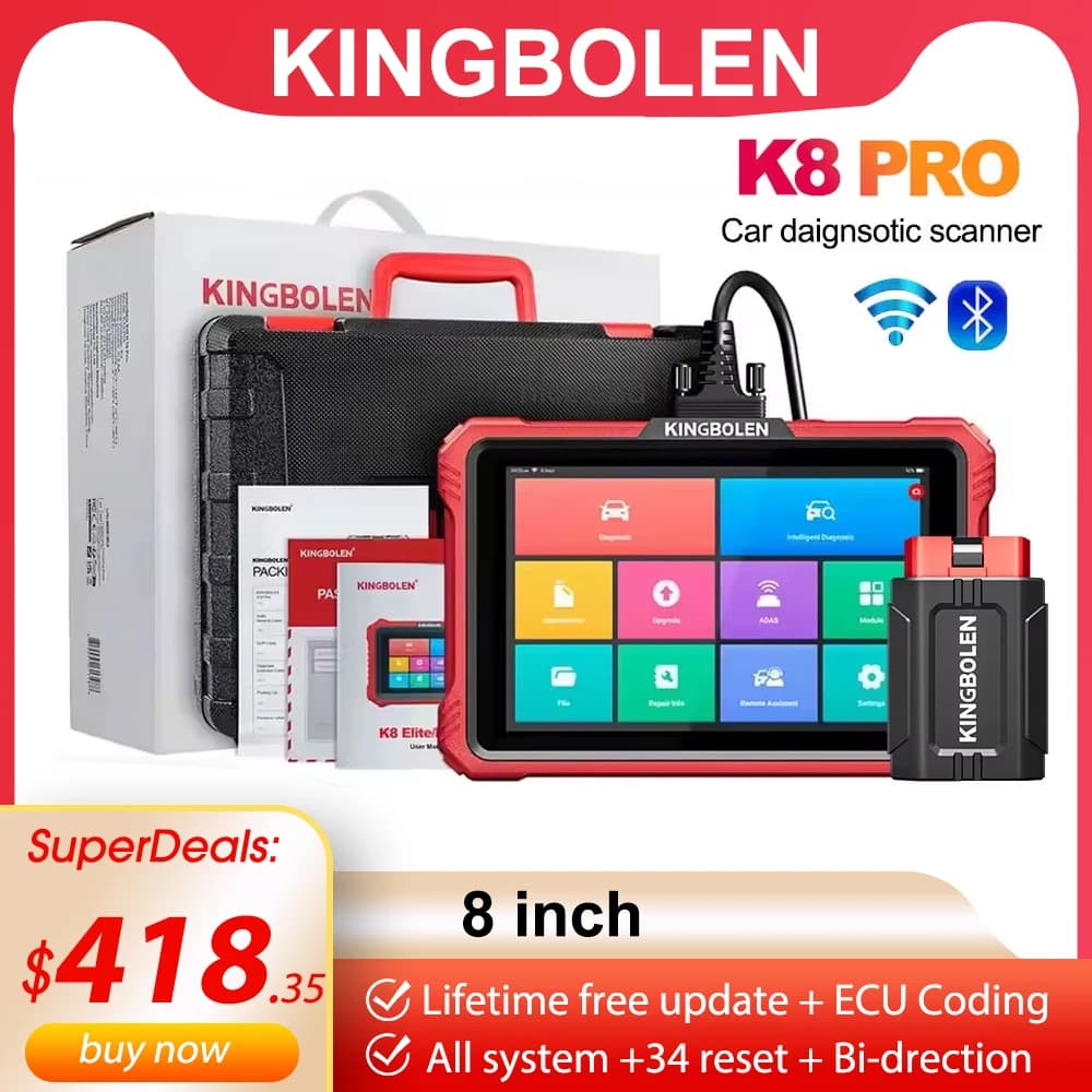 2026 NEW KINGBOLEN K8 Pro Bi-Directional Scanner Full Systems Diagnostic Scan Tool,34 Reset ECU Coding, lifetime free update