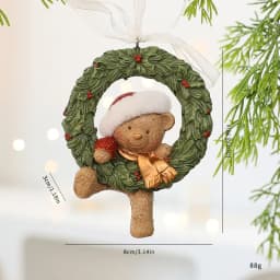 2026 Xmas Tree Pendant Cartoon Painted Santa Claus Elk Bear Christmas Stocking Resin Pendant Christmas Party Decorations 1pc