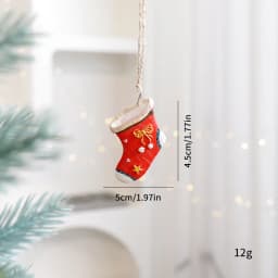 2026 Xmas Tree Pendant Cartoon Painted Santa Claus Elk Bear Christmas Stocking Resin Pendant Christmas Party Decorations 1pc