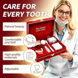 Premium Full‑Mouth Silicone Comfort Dentures for Adults, Soft Reline False Teeth Set with Storage Box Toothbrush Removal Hook