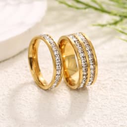 Women's Men's Ring 4mm/8mm Gold Silver Color Stainless Steel Iced Out Full Crystal Zirconia Wedding Rings For Man Woman Jewelry