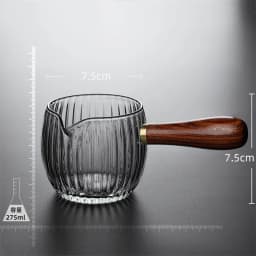Japanese Side Wooden Handle High Borosilicate Stripe Glass Tea Dispenser Fair Cup Chahai Kung Fu Tea Ceremony Tea Set