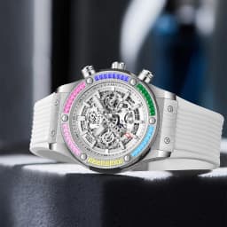 ONOLA Timing Watch Men's Round Bezel Skeleton Dial Waterproof Sports Quartz Watch