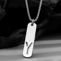 HNSP 26 Letter Rectangle Tags 316L Stainless Steel Initial Pendant Name Necklace For Men Jewelry Gift