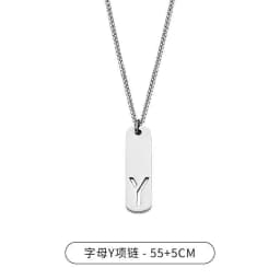 HNSP 26 Letter Rectangle Tags 316L Stainless Steel Initial Pendant Name Necklace For Men Jewelry Gift