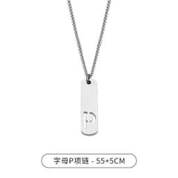 HNSP 26 Letter Rectangle Tags 316L Stainless Steel Initial Pendant Name Necklace For Men Jewelry Gift