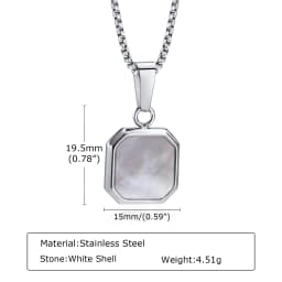 Trendy Pendant Necklaces for Men,Square Natural Stone Stainless Steel Necklaces,Hip Hop Healing Jewelry Gifts for Husband Dad