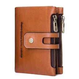 CONTACT'S Genuine Leather Men Wallet Small Zipper&Hasp Male Short Coin Purse Brand Rfid Card Holder Money Clip Men's Bag Handbag