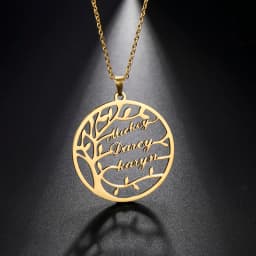Sipuris Custom Name Necklace Tree Of Life Stainless Steel Family Tree Necklace For Women Personalized Letter Jewelry Family Gift