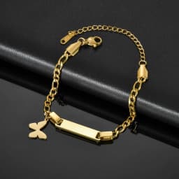 Atoztide Personalized Engrave Name Bracelet For Women Mother Kids Stainless Steel Heart Adjustable Figaro Chain Jewelry Gift