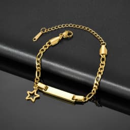 Atoztide Personalized Engrave Name Bracelet For Women Mother Kids Stainless Steel Heart Adjustable Figaro Chain Jewelry Gift