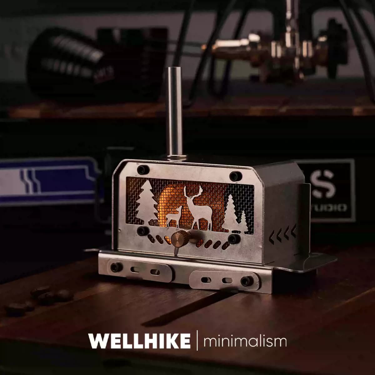 WELLHIKE Mini Woodstove Outdoor Camping Travel Camping Incense Burner Portable Folding Stove Tabletop Crafts Elk Candle Burner