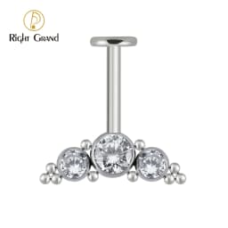 Right Grand ASTM F136 Titanium 16G Vertical Helix Cluster Earring Internally Threaded Medusa Ring Cartilage Monroe Lobe Piercing